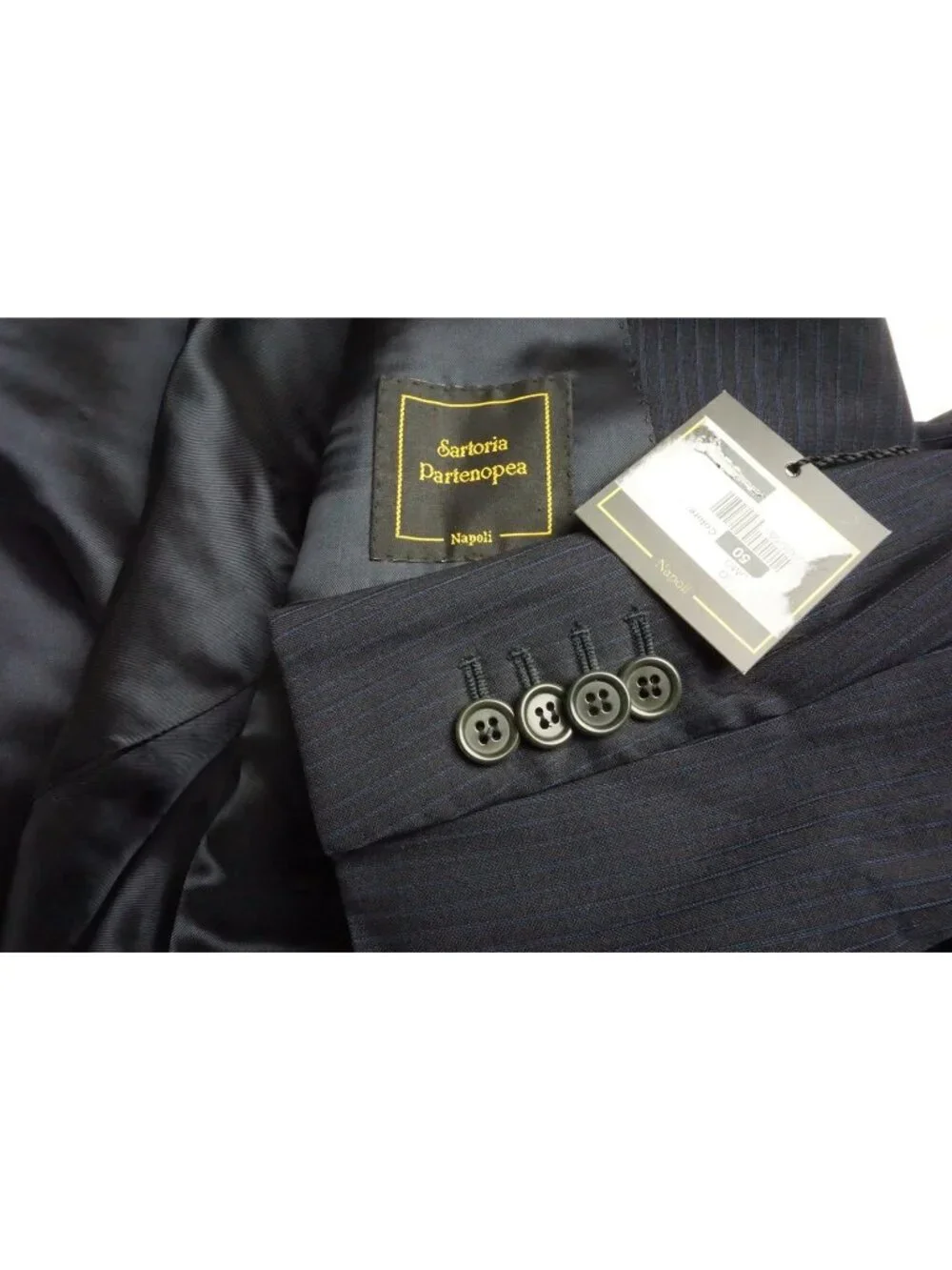 Sartoria Partenopea Blue Striped Wool 2 Pc Suit Jacket Pants Sz 50 EU BRAND NEW